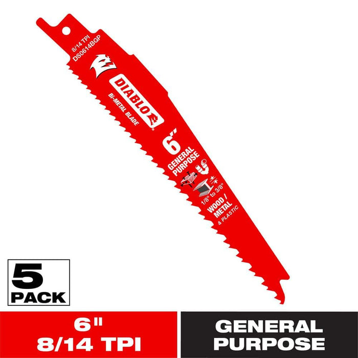Saw Blade 6 in. 8/14 TPI Multipurpose Reciprocating