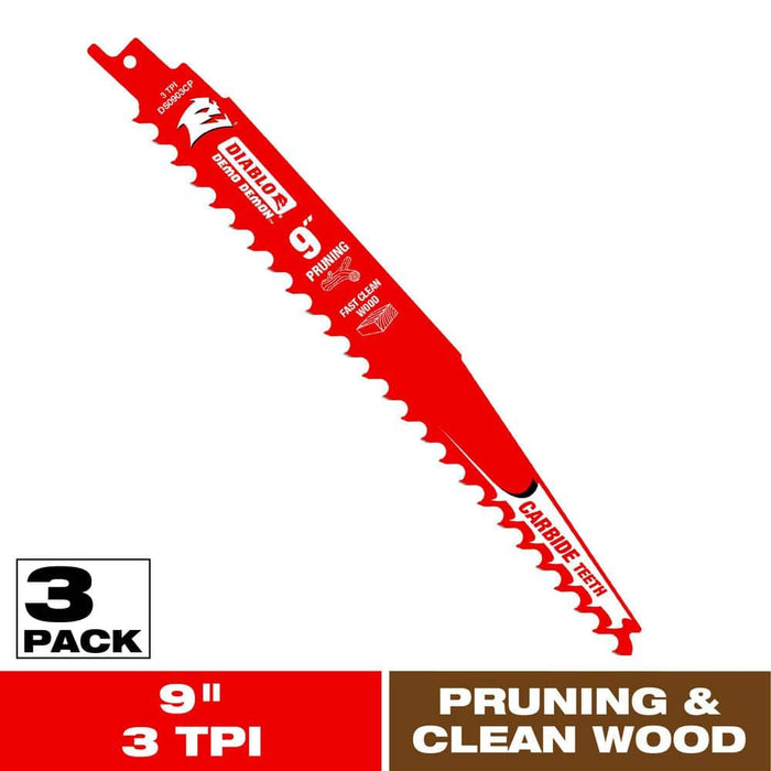 Saw Blade 9 in. 3 TPI Wood and Nails Carbide Reciprocating (3-Pack)