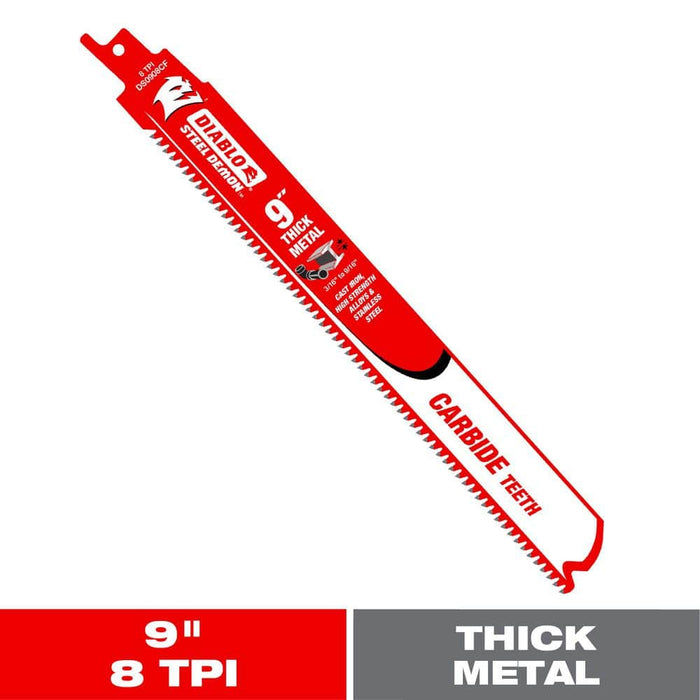 Saw Blade 9 in. 8 TPI Thick Metal Reciprocating Carbide