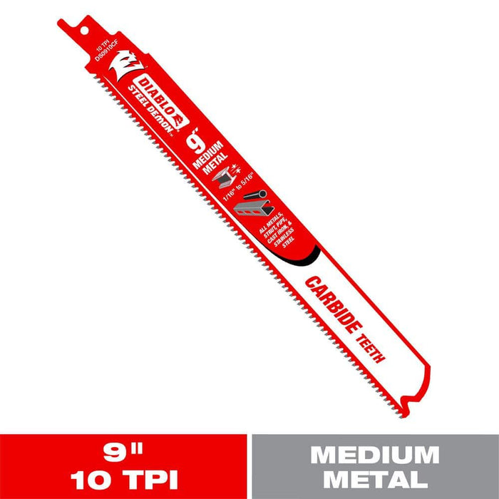 Saw Blade 9 in. 10 TPI Medium Metal Steel Carbide Reciprocating