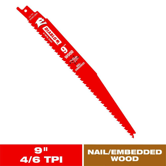 Saw Blade 9 in. 4/6 TPI Wood and Nails Reciprocating