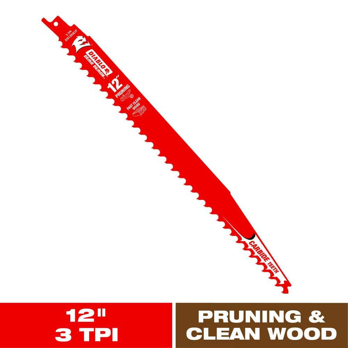 Saw Blade 12 in. 3 TPI Wood and Nails Reciprocating