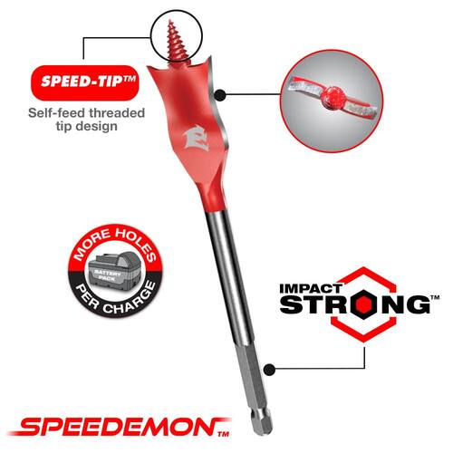 SPEEDemon High Speed Steel Spade Bit Set with 2-Bonus Bits (8-Piece), 6-Piece 4