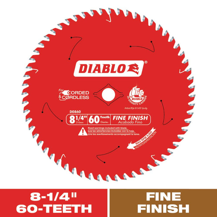 Saw Disc 8-1/4 in. x60-Teeth Wood Fine Finish