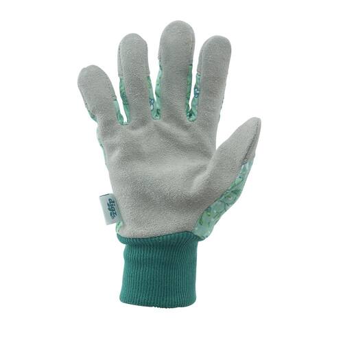 Glove Green Women's Medium Leather Palm with Knit Wrist