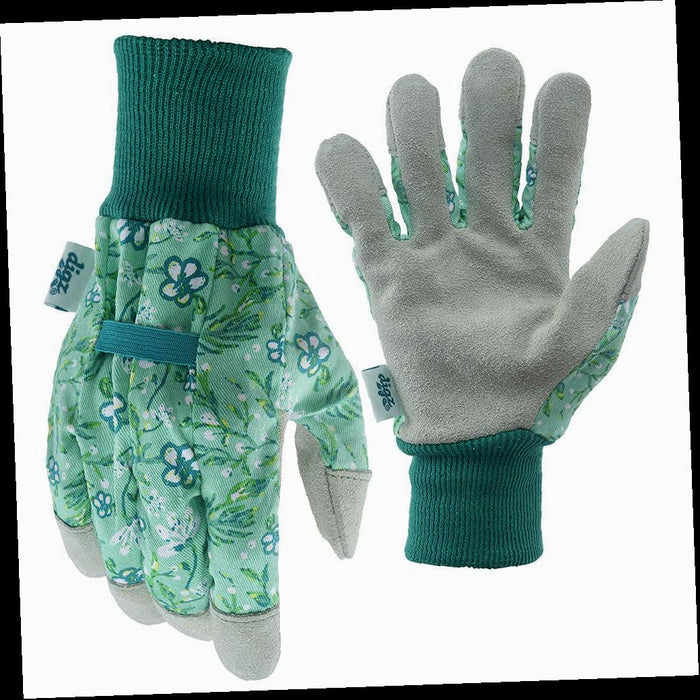 Glove Green Women's Medium Leather Palm with Knit Wrist