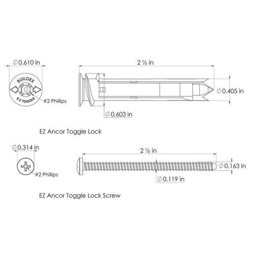 Drywall Anchor #8 x 2-1/2 in. Flat Head Phillips (25-Pack)