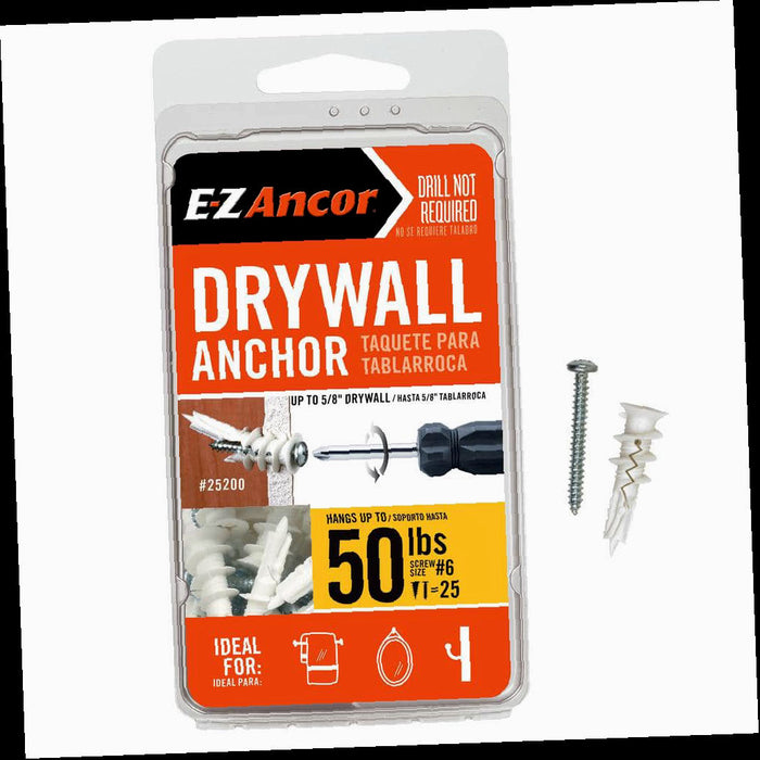 Twist-N-Lock Drywall Anchors 50 lbs. (25-Pack)