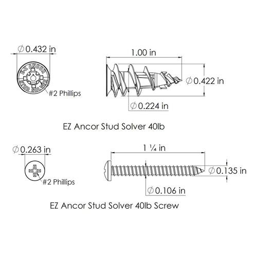 Drywall Anchor 3/8 in. x 1 in. Flat Head Phillips (25-Pack)