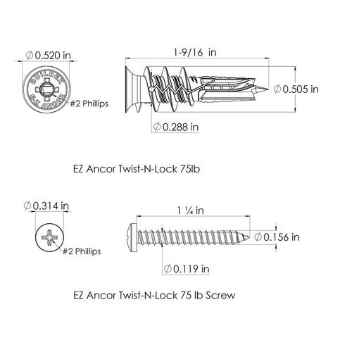 Drywall Anchor #8 x 1-5/8 in. Flat Head Phillips (50-Pack)