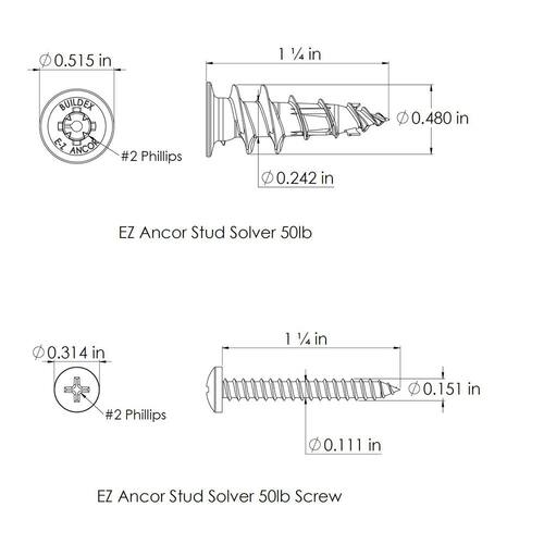 Drywall Anchor #7 x 1-1/4 in. Flat Head Phillips (50-Pack)