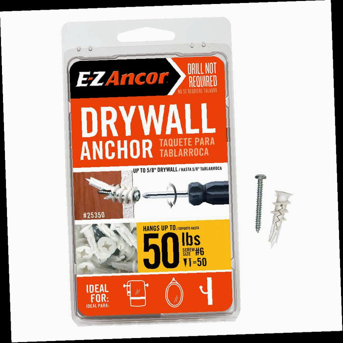 Twist-N-Lock Drywall Anchors 50 lbs. (50-Pack)