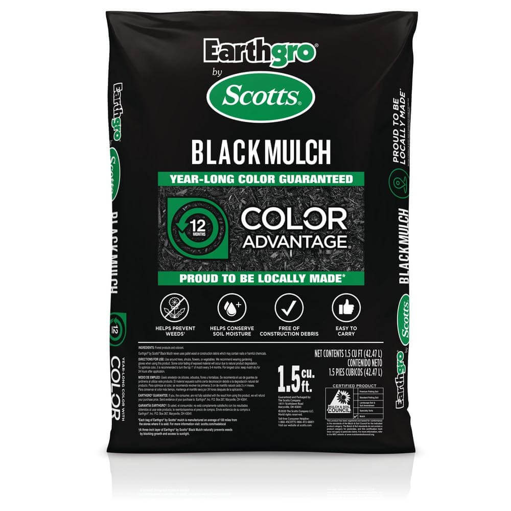 Wood Mulch Black 1.5 cu.ft. Shredded Bagged Earthgro Same-Day Delivery