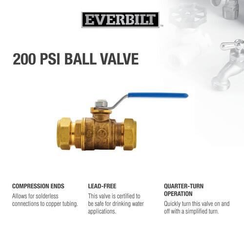 Ball Valve Brass Compression Full Port 3/4 in. x 3/4 in.