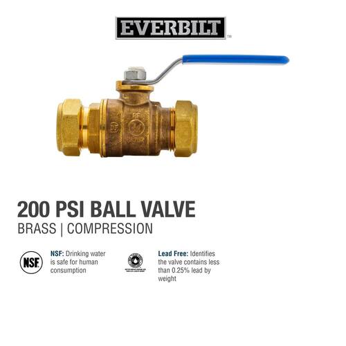 Ball Valve Brass Compression Full Port 3/4 in. x 3/4 in.