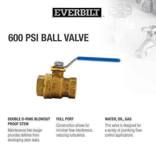 Ball Valve Brass FPT Full Port 3/4 in.