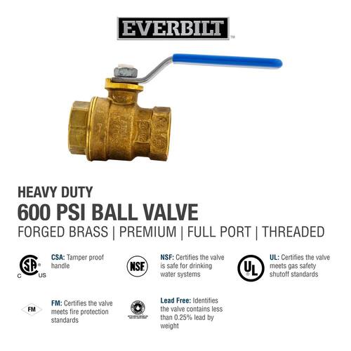 Ball Valve Brass FPT Full Port 3/4 in.