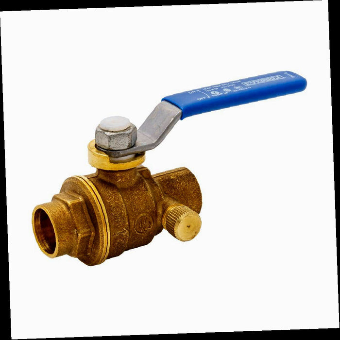 Ball Valve 1/2 in. Forged Brass Sweat x Sweat Stop and Waste