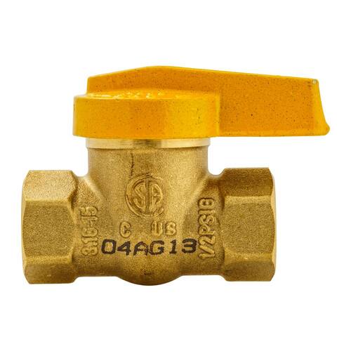 Gas Ball Valve Brass 3/8 in. FPT 1-Piece Body Lever-Handle