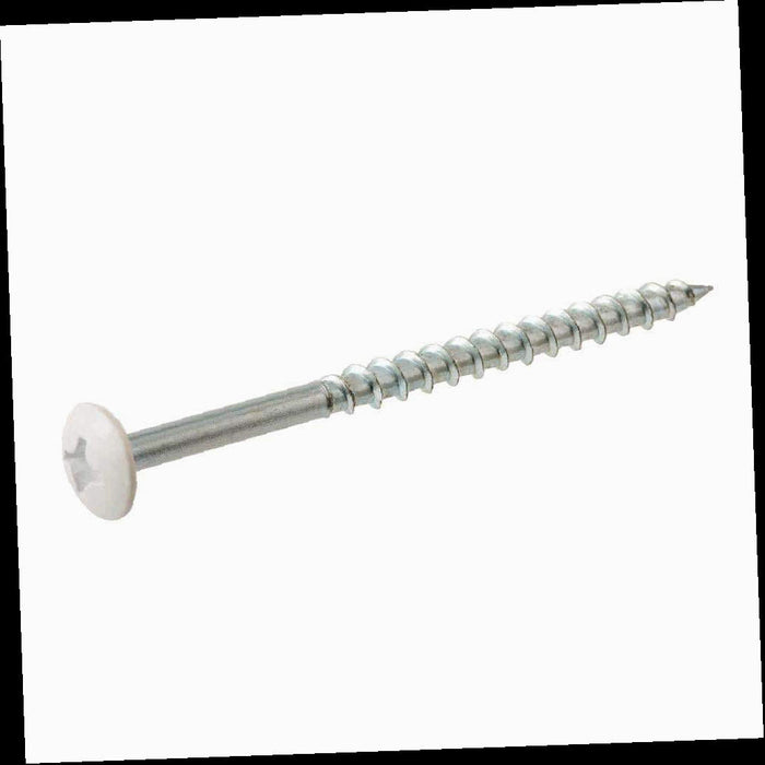 Zinc-Plated Truss Head Phillips Drive Cabinet Screws with White Painted Head, #10 x 3 in., 25-Pack