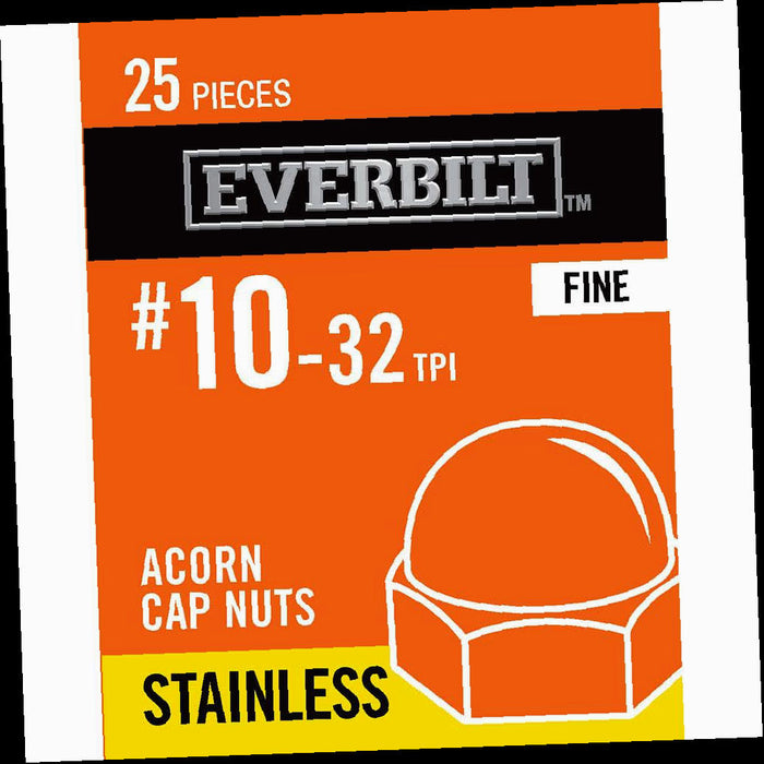 Cap Nuts, #10-32, Stainless Steel Cap Nut, (25-Pack)