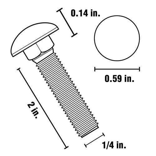 Carriage Bolt 1/4 in.-20 x 2 in. Stainless Steel 5-Pack