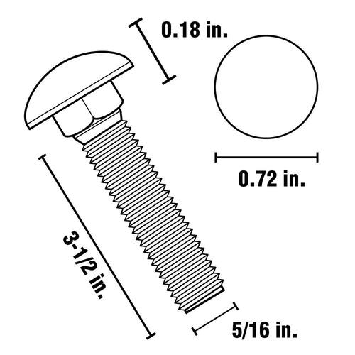 Carriage Bolt 5/16 in.-18 x 3-1/2 in. Stainless Steel (5-Pack)