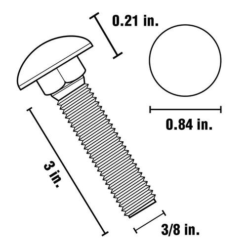 Carriage Bolt 3/8 in.-16 x 3 in. Stainless Steel