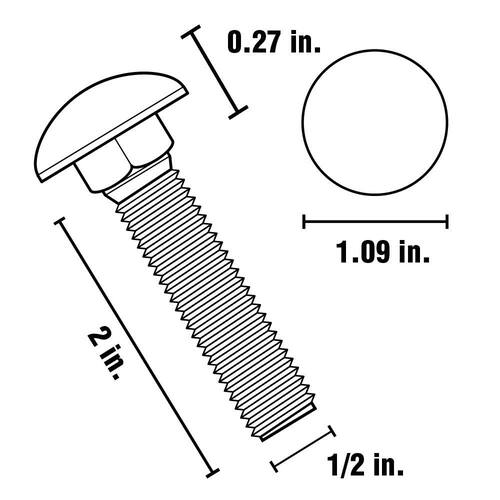 Carriage Bolt 1/2 in.-13 x 2 in. Stainless Steel