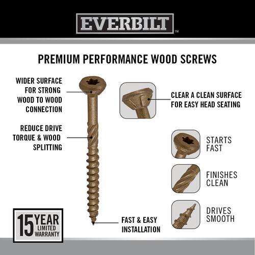 Star Drive Flat Head Exterior Wood Screws, #10 x 3 in., 5 lbs.-Box, 347-Piece