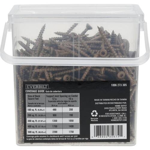 Star Drive Flat Head Exterior Wood Screws, #10 x 3 in., 5 lbs.-Box, 347-Piece