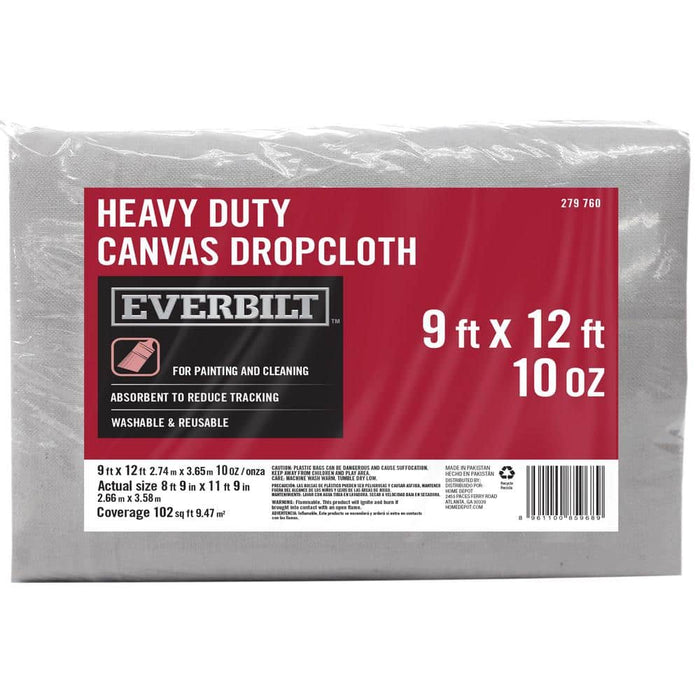 Canvas Cloth 9 ft. x 12 ft. Gray Heavy Duty 2