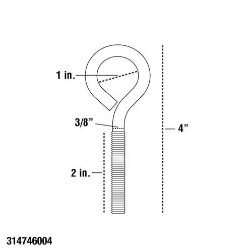 Eye Bolt/Nut 3/8 in. x 4 in. Galvanized