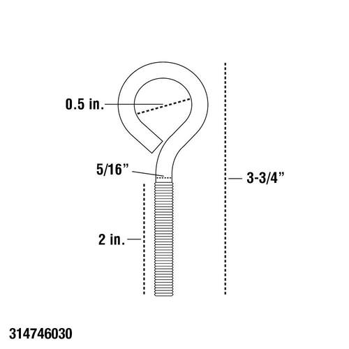 Eye Bolt/Nut 5/16 in. x 3-3/4 in. Stainless Steel