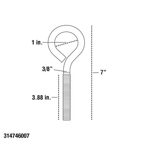 Eye Bolt/Nut 3/8 in. x 7 in. SS