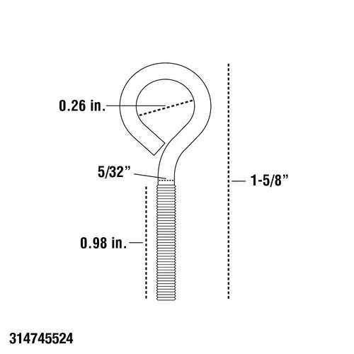 Eye Bolt 5/32 in.-32 x 1-5/8 in. Zinc 2-Pack