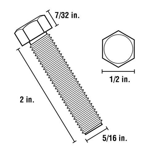 Hex Bolt 5/16 in.-18 x 2 in. Zinc Plated