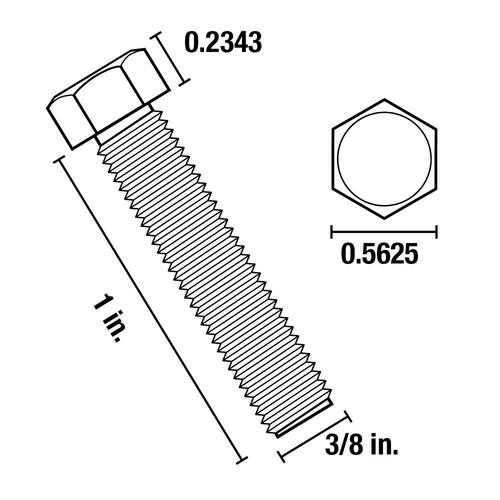 Hex Bolt 3/8 in.-16 x 1 in. Zinc Plated 25-Pack