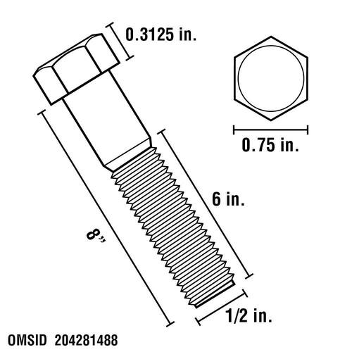 Hex Bolt 1/2 in.-13 x 8 in. Galvanized (15-Pack)