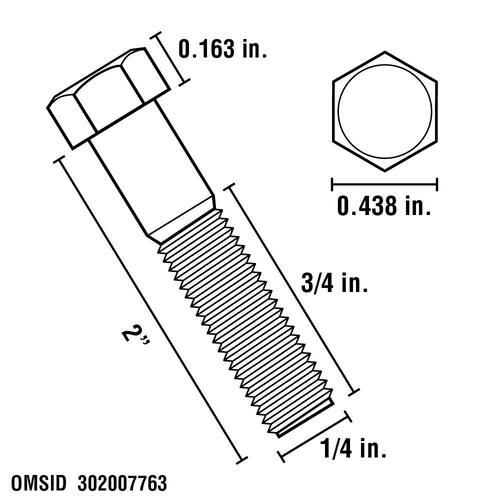 Hex Bolt 1/4 in.-20 x 2-1/2 in. Stainless Steel (5-Pack)