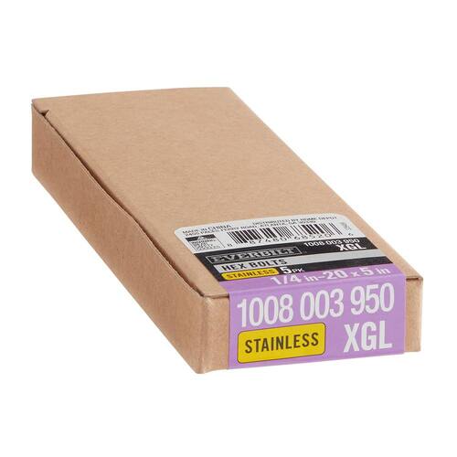 Hex Bolt 1/4 in. x 5 in. Stainless Steel 304 (5-Pack)