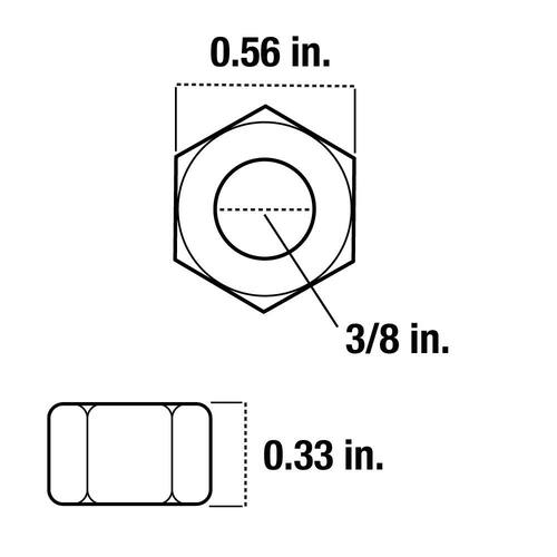 Hex Nut 3/8 in.-16 tpi Zinc 100-Pack