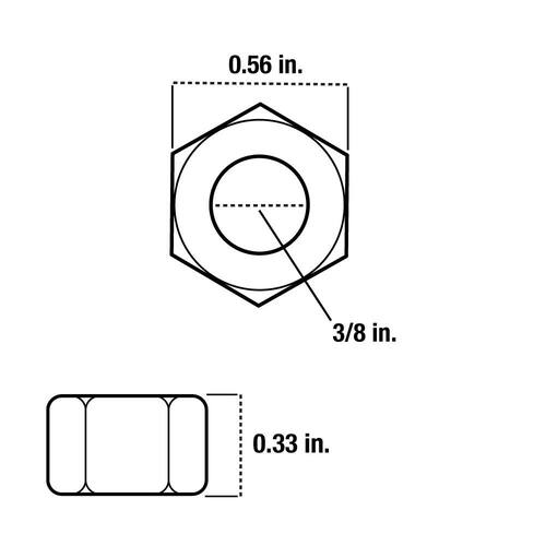 Hex Nuts 3/8 in. Zinc USS 8-Pack