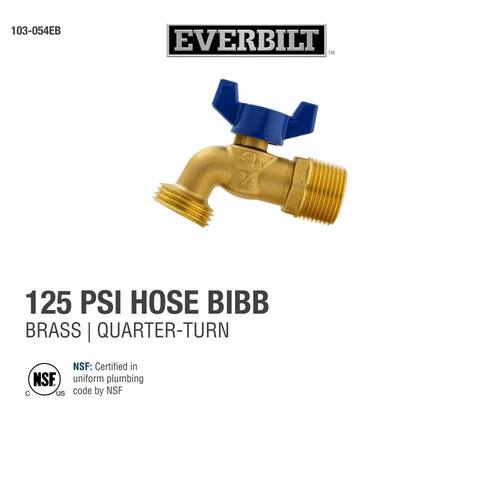 Brass Quarter Turn Hose Bibb Valve 3/4" MIP or 1/2" FIP x 3/4 in. MHT Forged