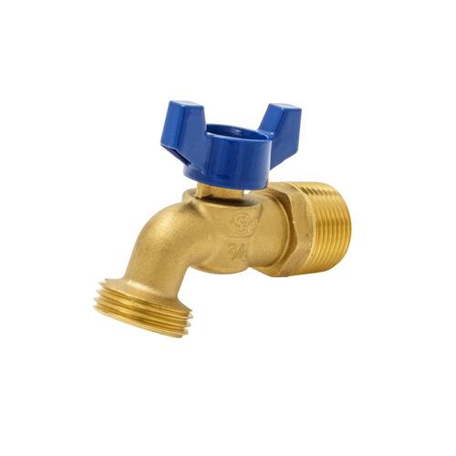 Brass Quarter Turn Hose Bibb Valve 3/4" MIP or 1/2" FIP x 3/4 in. MHT Forged