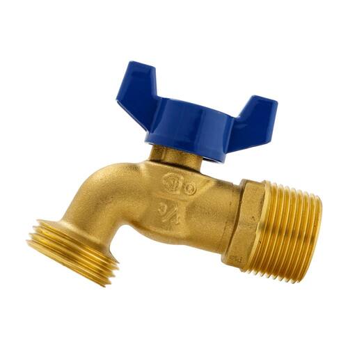 Brass Quarter Turn Hose Bibb Valve 3/4" MIP or 1/2" FIP x 3/4 in. MHT Forged