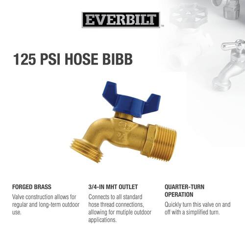 Brass Quarter Turn Hose Bibb Valve 3/4" MIP or 1/2" FIP x 3/4 in. MHT Forged