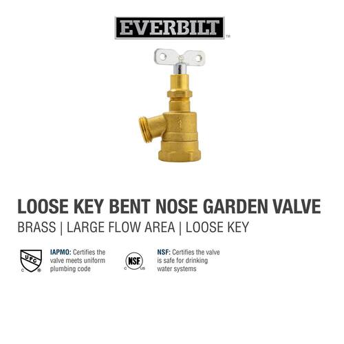 Garden Valve Brass FPT x MHT Bent Nose Loose Key 1 in.