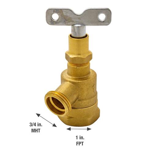 Garden Valve Brass FPT x MHT Bent Nose Loose Key 1 in.