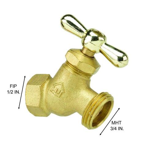 Brass Hose Bibb 1/2 in. FIP x MHT PSI-125